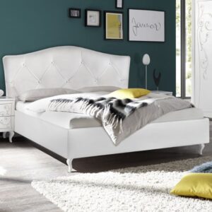 Agio Fabric Upholstered King Size Bed In White