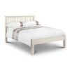 Ballari Wooden Double Size Low Foot Bed In Stone White