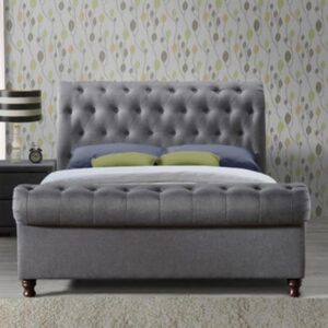 Castella Fabric Double Bed In Grey