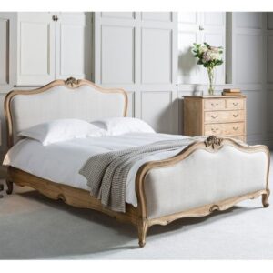 Chia Fabric King Size Bed In Weathered