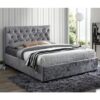Cologne Fabric Double Bed In Steel Crushed Velvet