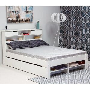Fabio Wooden King Size Bed With 2 Drawers In White