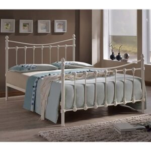 Florida Vintage Style Metal Double Bed In Ivory