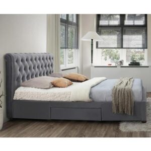 Marlowe Fabric Storage Double Bed In Grey