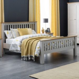 Raisie Contemporary Wooden King Size Bed In Grey