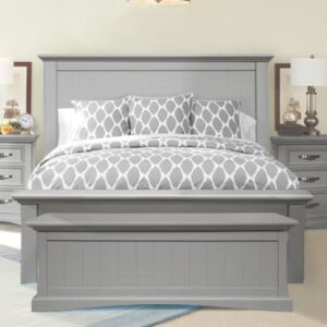 Ternary Wooden Double Bed In Grey