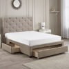 Monet Fabric Double Bed With Drawers In Mink