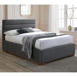 Malva Ottoman Fabric Double Bed In Dark Grey