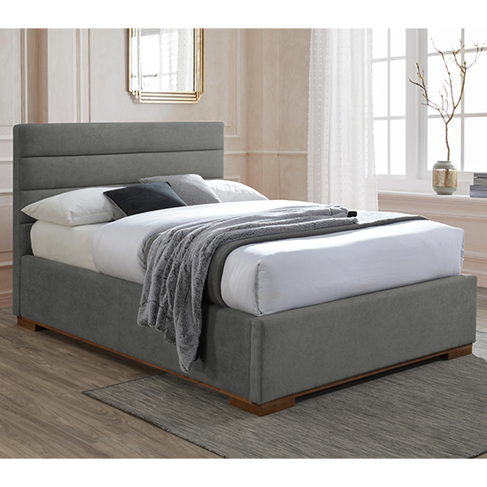 Malva Ottoman Fabric Double Bed In Light Grey