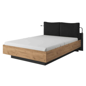 Davis Wooden Ottoman King Size Bed In Golden Oak And LED