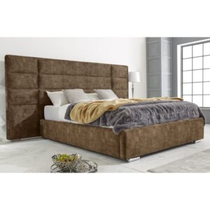 Sanford Marble Effect Fabric Double Bed In Stone