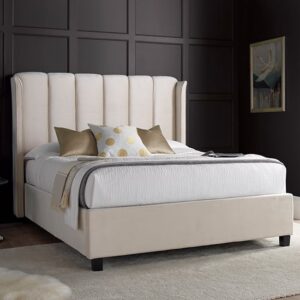 Augusta Velvet Ottoman Storage Double Bed In Warmstone