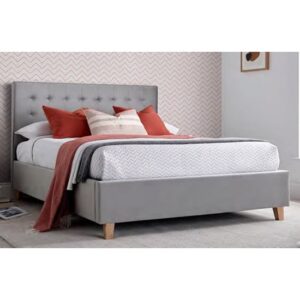 Kotor Velvet Ottoman Storage Double Bed In Grey