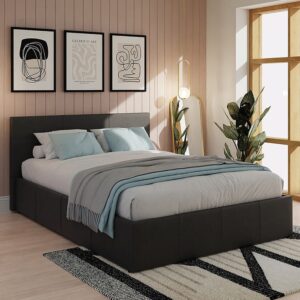 Eltham End Lift Faux Leather Ottoman Double Bed In Black