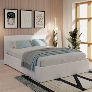 Eltham End Lift Faux Leather Ottoman Double Bed In White