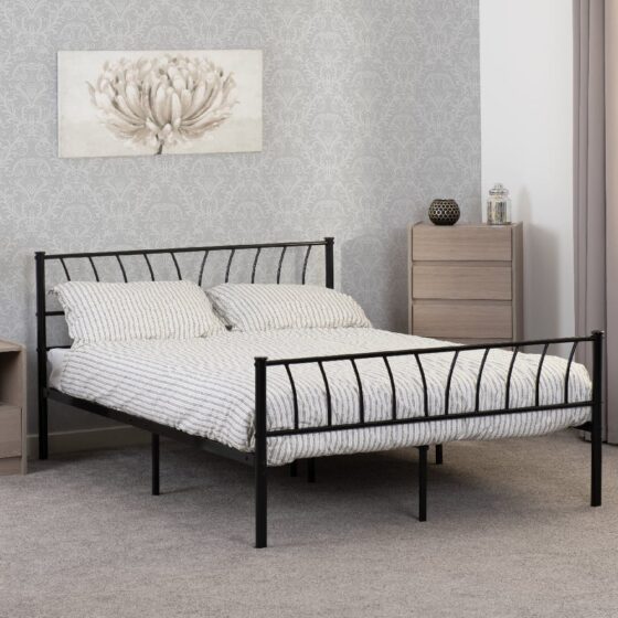 Hallandale Metal Double Bed In Black