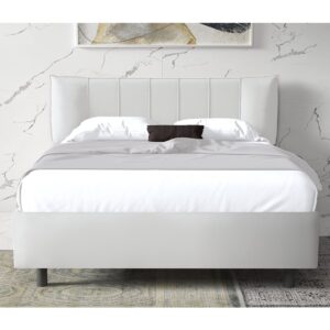 Hugo Leather King Size Bed In White