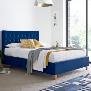 Kotor Velvet Ottoman Storage King Size Bed In Blue
