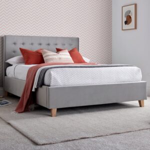 Kotor Velvet Ottoman Storage King Size Bed In Grey
