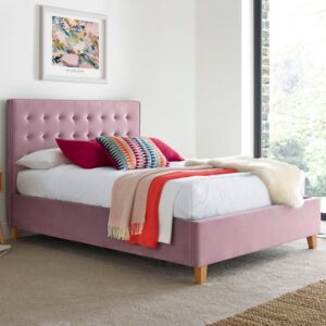 Kotor Velvet Ottoman Storage King Size Bed In Pink
