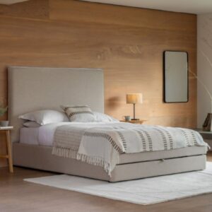 Norton Fabric King Size Bed With 2 Drawers In Natural