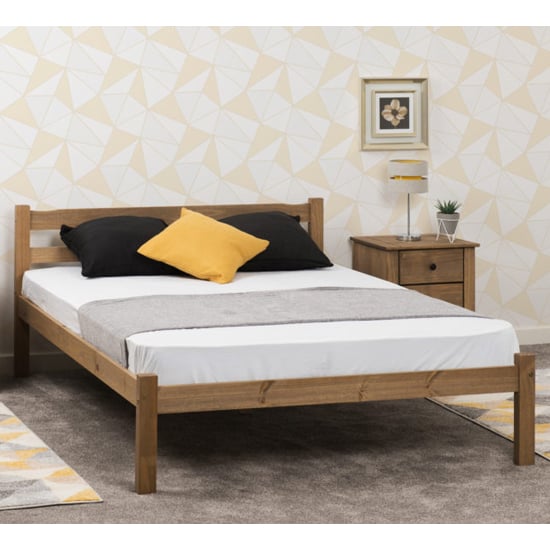Pavia Wooden Double Bed In Natural Wax