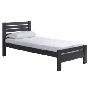 Talox Wooden Single Bed In Dark Grey