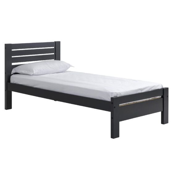 Talox Wooden Single Bed In Dark Grey