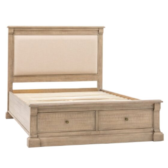 Valletta Wooden Super King Size Bed With 2 Drawers In Natural