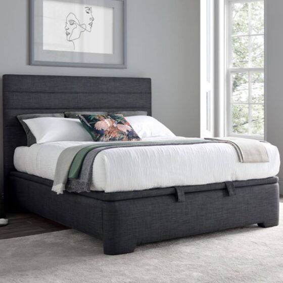 Alton Fabric Ottoman Storage Super King Size Bed In Slate