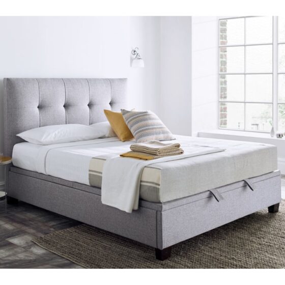 Kirkland Fabric Ottoman Storage Double Bed In Grey