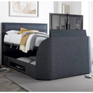 Kirkland Fabric Ottoman Storage Super King Size TV Bed In Slate