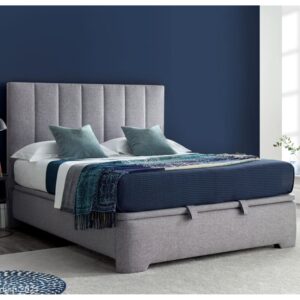 Milton Fabric Ottoman Storage King Size Bed In Grey