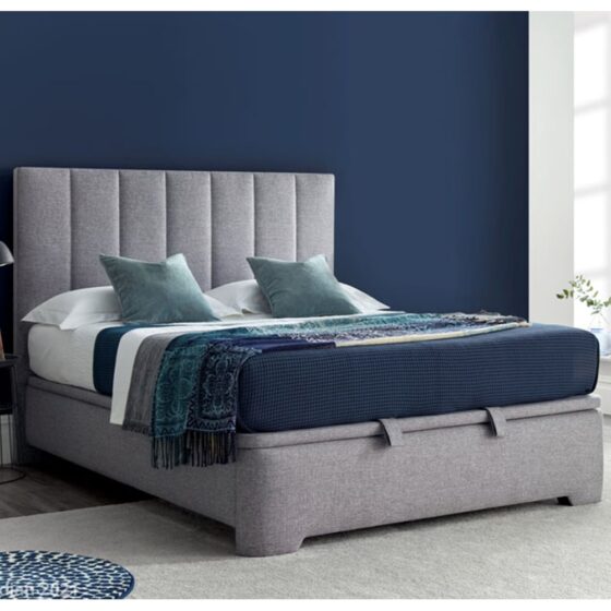 Milton Fabric Ottoman Storage King Size Bed In Grey