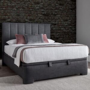 Milton Fabric Ottoman Storage King Size Bed In Slate