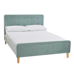Palmer Velvet Double Bed In Aqua