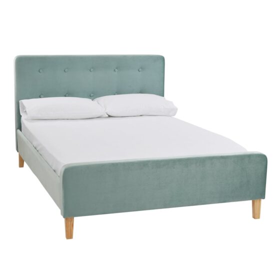Palmer Velvet Double Bed In Aqua