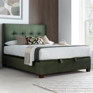 Walker Velvet Ottoman Storage Super King Size Bed In Winter Moss